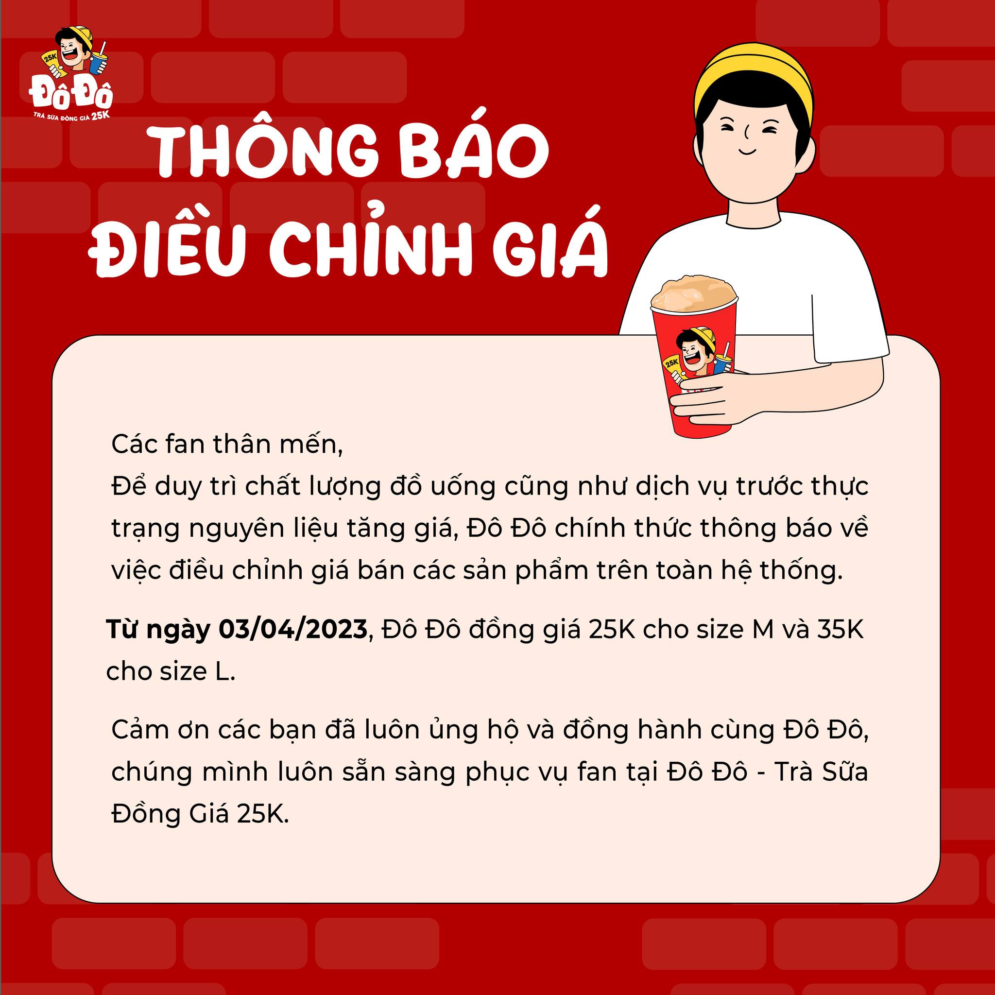 THÔNG BÁO ĐIỀU CHỈNH GIÁ