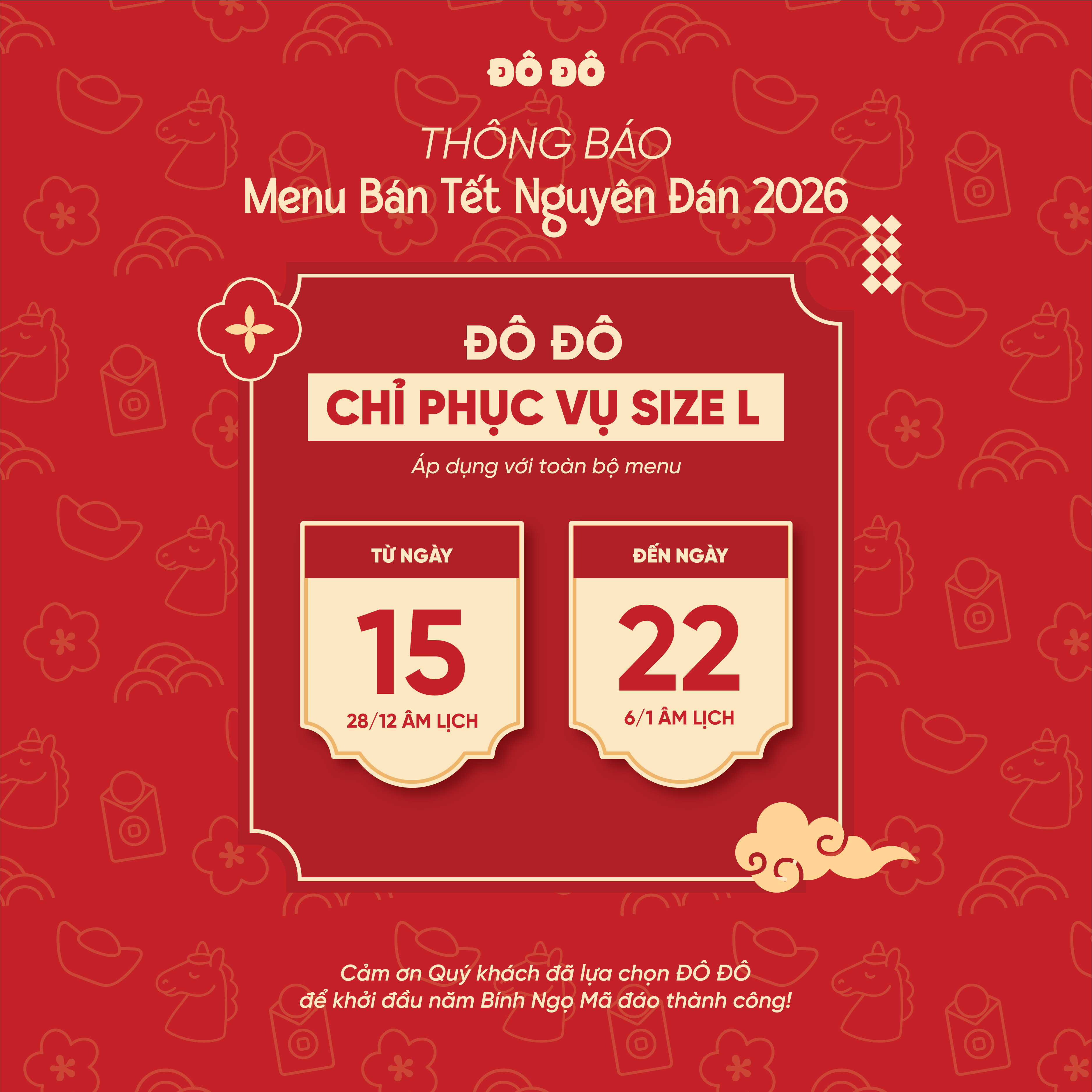 THÔNG BÁO LỊCH BÁN HÀNG DỊP TẾT BÍNH NGỌ 2026